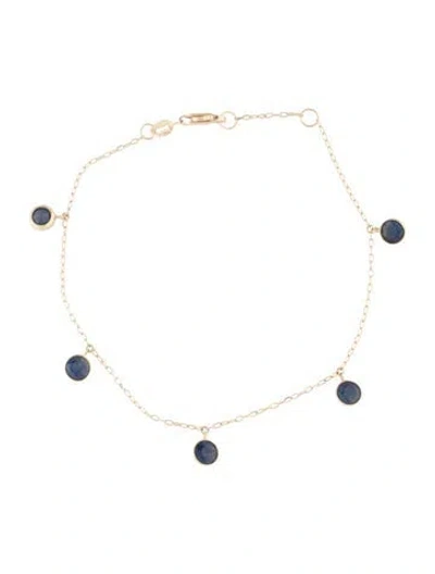 Pre-owned Bracelet 14k 1.70ctw Sapphire Station Charm , 7" In Multi