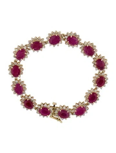 Pre-owned Bracelet 14k 17.67ctw Ruby & Diamond Link , 6.75" In Multi
