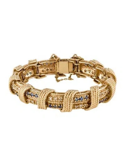 Pre-owned Bracelet 14k 1.76ctw Sapphire & Diamond Link , 6" In Multi