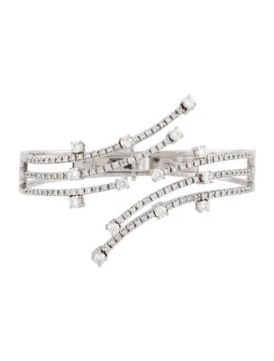 Pre-owned Bracelet 14k 1.80ctw Diamond & Moissanite Cuff, 6.5" In Multi