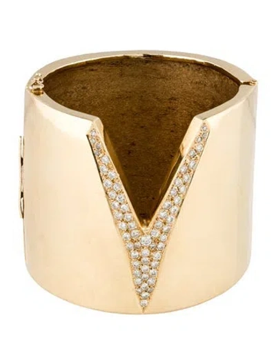 Pre-owned Bracelet 14k 1.83ctw Diamond Wide Hinge Bangle , 6.5" In Multi