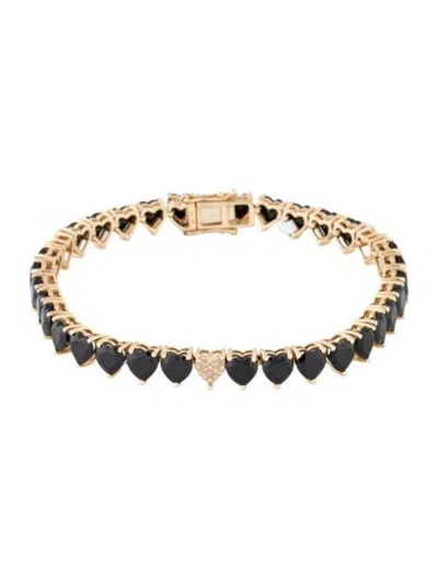 Pre-owned Bracelet 14k 18.65ctw Sapphire & Diamond Heart Link , 6.75" In Multi