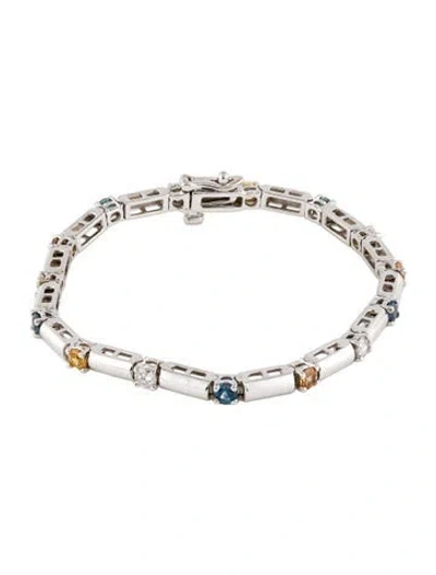 Pre-owned Bracelet 14k 1.98ctw Sapphire & Diamond Link , 6.5" In Multi