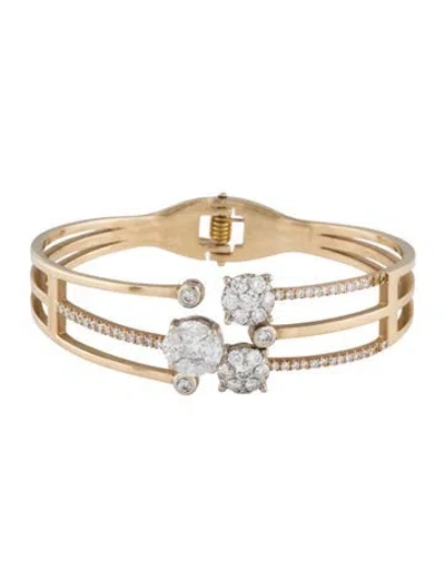 Pre-owned Bracelet 14k 2.00ctw Diamond Hinged Cuff, 6" In Multi