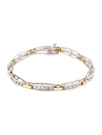 Pre-owned Bracelet 14k 2.02ctw Diamond Two-tone Link , 6.75" In Multi