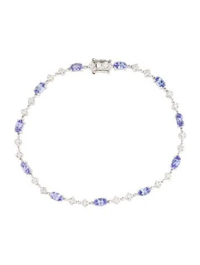 Pre-owned Bracelet 14k 2.07ct Tanzanite & Diamond Link , 7" In Multi
