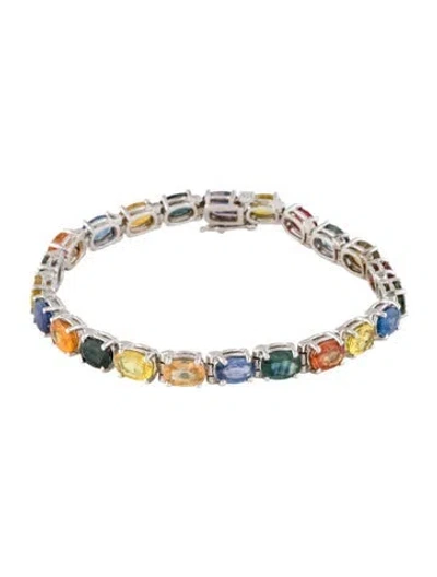 Pre-owned Bracelet 14k 20.93ctw Sapphire Link , 7" In Multi