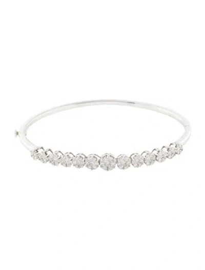 Pre-owned Bracelet 14k 2.11ctw Diamond Cluster Hinged Bangle , 7.5" In Multi