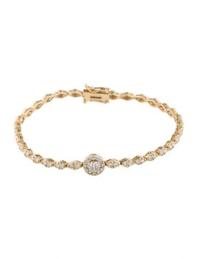Pre-owned Bracelet 14k 2.20ctw Diamond Tennis Station , 6.75" In Multi