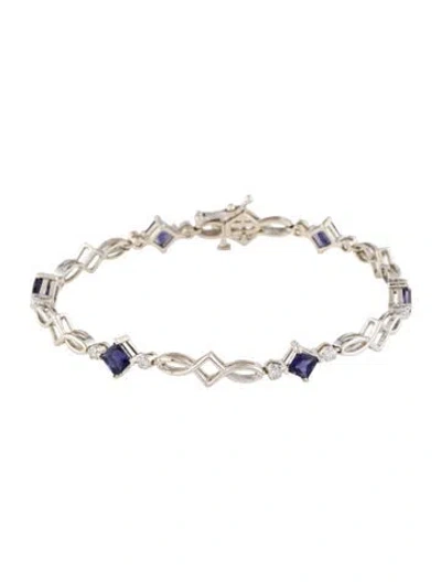 Pre-owned Bracelet 14k 2.20ctw Iolite & Diamond Station , 7" In Multi