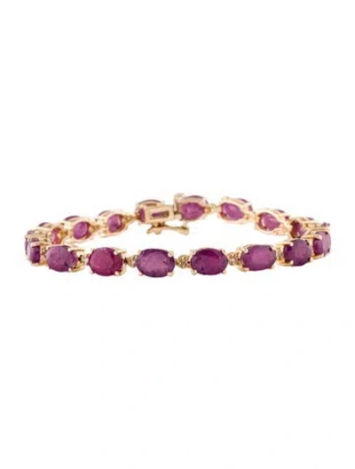 Pre-owned Bracelet 14k 22.36ctw Ruby & Diamond Link , 7" In Multi