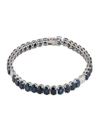 Pre-owned Bracelet 14k 22.61ctw Sapphire & Diamond Link , 7" In Multi