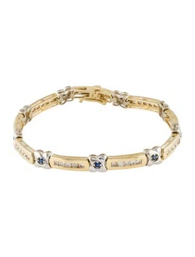 Pre-owned Bracelet 14k 2.28ctw Diamond & Sapphire Link , 6.75" In Multi