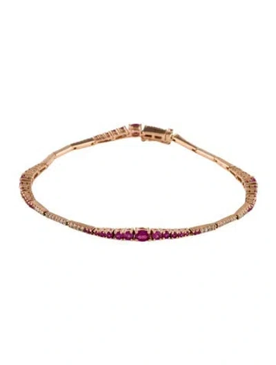 Pre-owned Bracelet 14k 2.30ctw Ruby & Diamond Link , 7" In Multi