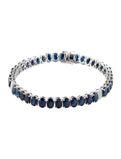 Pre-owned Bracelet 14k 23.48ctw Sapphire & Diamond Link , 7" In Multi