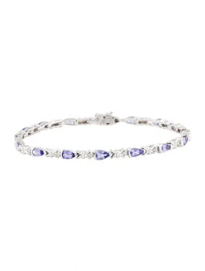 Pre-owned Bracelet 14k 2.36ctw Tanzanite & Diamond Link , 7" In Multi