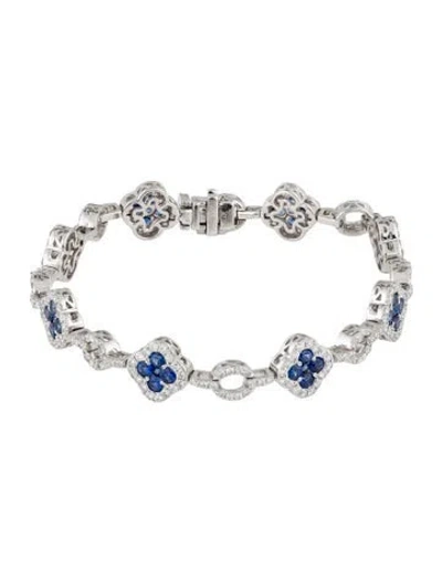 Pre-owned Bracelet 14k 2.40ctw Diamond & 3.16ctw Sapphire, 6.75" In Multi