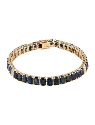 Pre-owned Bracelet 14k 24.42ctw Sapphire & Diamond Link , 7.25" In Multi