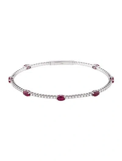 Pre-owned Bracelet 14k 2.45ctw Ruby & Diamond Bangle , 6.75" In Multi