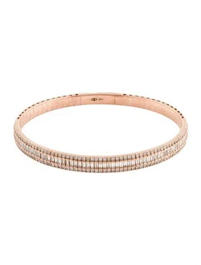 Pre-owned Bracelet 14k 2.50ctw Diamond 3 Row Flexible Bangle , 6.5" In Multi