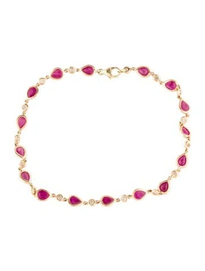 Pre-owned Bracelet 14k 2.50ctw Ruby & Diamond Station , 6.75" In Multi