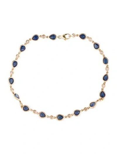 Pre-owned Bracelet 14k 2.50ctw Sapphire & Diamond Station , 6.75" In Multi