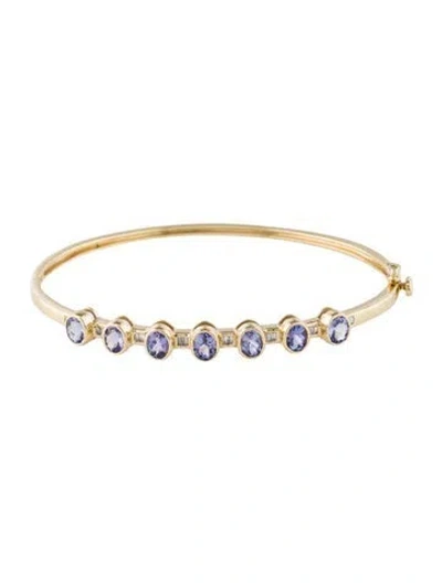 Pre-owned Bracelet 14k 2.55ctw Tanzanite & Diamond Bangle, 7" In Multi
