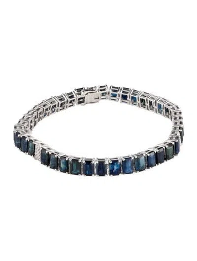 Pre-owned Bracelet 14k 25.78ctw Sapphire & Diamond Link , 7.25" In Multi