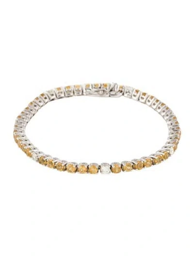 Pre-owned Bracelet 14k 2.58ctw Citrine & Diamond Link , 6.75" In Multi