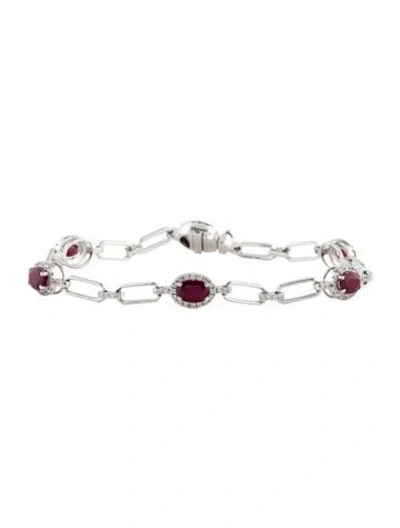 Pre-owned Bracelet 14k 2.59ctw Ruby & Diamond Link , 7" In Multi
