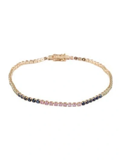 Pre-owned Bracelet 14k 2.59ctw Sapphire Link , 7" In Multi