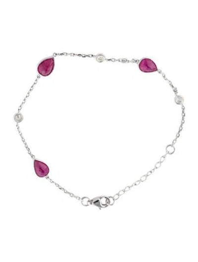 Pre-owned Bracelet 14k 2.60ctw Ruby & Diamond Station , 7" In Multi