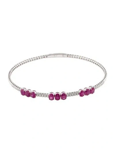 Pre-owned Bracelet 14k 2.62ctw Ruby & Diamond Flex Bangle , 7" In Multi