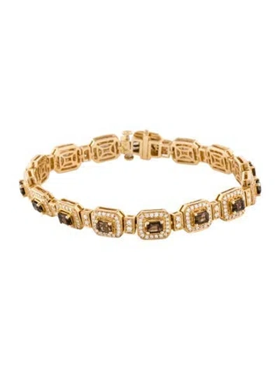 Pre-owned Bracelet 14k 2.65ctw Smoky Quartz & Diamond Station , 7" In Multi