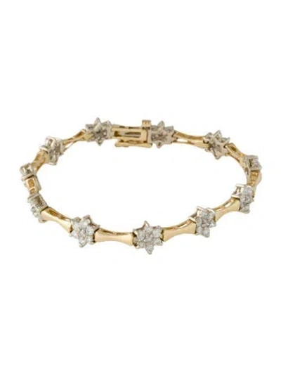 Pre-owned Bracelet 14k 2.70 Ctw Diamond Station Link , 6.75" In Multi