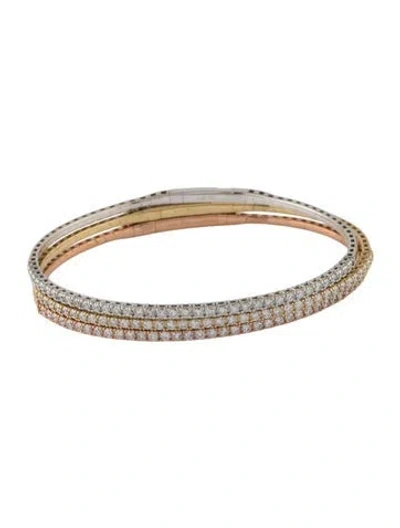 Pre-owned Bracelet 14k 2.76ctw Lab Grown Diamond Flexible Stackable Bangle Set Of 3, 7" In Multi