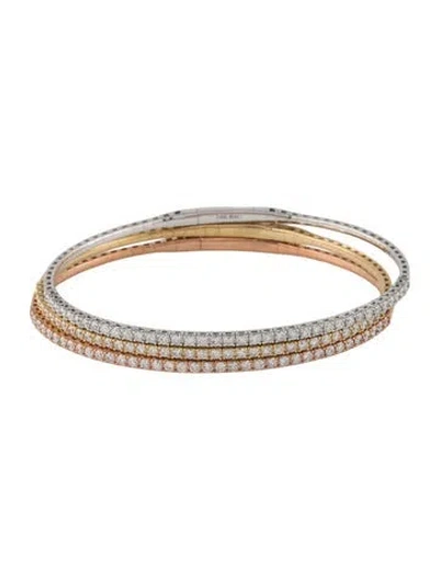 Pre-owned Bracelet 14k 2.76ctw Lab Grown Diamond Flexible Stackable Bangle Set Of 3, 7" In Multi