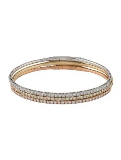Pre-owned Bracelet 14k 2.77ctw Lab Grown Diamond Flexible Stackable Bangle Set Of 3, 7" In Multi
