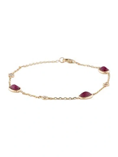 Pre-owned Bracelet 14k 2.81ctw Ruby & Diamond Station , 7" In Multi