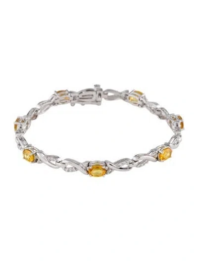 Pre-owned Bracelet 14k 2.85ctw Sapphire & Diamond Link , 6.75" In Multi