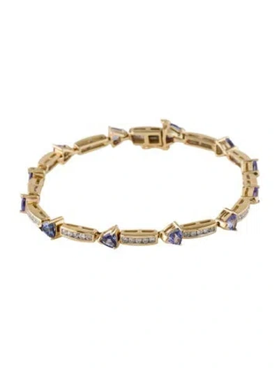 Pre-owned Bracelet 14k 2.88ctwtanzanite & Diamond Link , 7.25" In Multi