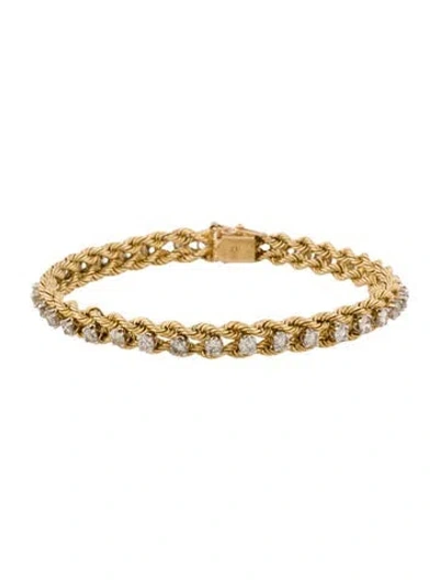 Pre-owned Bracelet 14k 2.90ctw Diamond Braided Rope Link, 6.75" In Multi