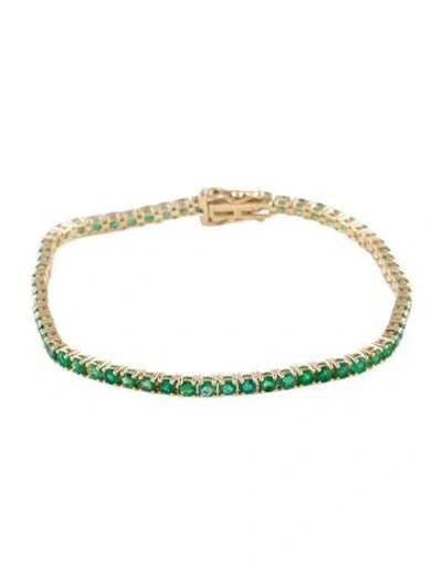 Pre-owned Bracelet 14k 2.94ctw Emerald Link , 7" In Multi