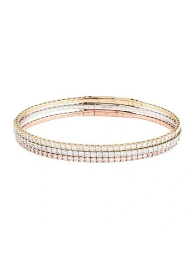 Pre-owned Bracelet 14k 2.99ctw Diamond Flexible Bangle Set, 7" In Multi