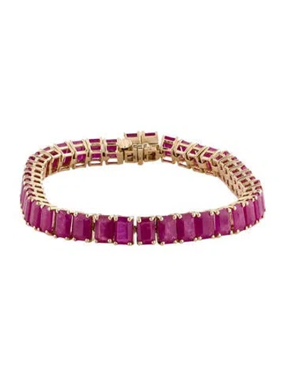 Pre-owned Bracelet 14k 30.20ctw Ruby Line , 7" In Multi
