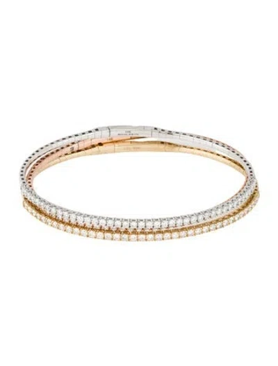 Pre-owned Bracelet 14k 3.03ctw Diamond Flexible Bangle Set, 7" In Multi