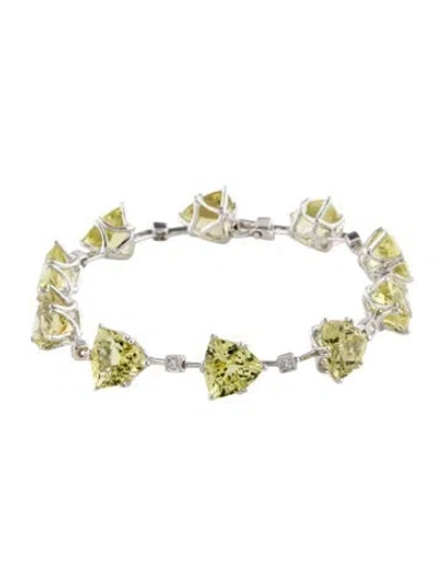 Pre-owned Bracelet 14k 30.40ctw Citrine & Diamond Station , 7" In Multi