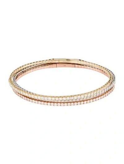 Pre-owned Bracelet 14k 3.04ctw Diamond Flexible Bangle Set, 7" In Multi