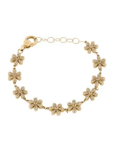 Pre-owned Bracelet 14k 3.16ctw Diamond Flower Station , 7.25" In Multi
