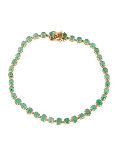 Pre-owned Bracelet 14k 3.27ctw Emerald Link , 7" In Multi